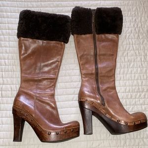 Kenneth Cole wood heal leather boots